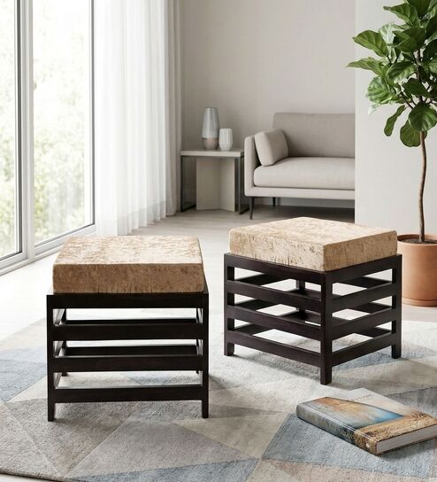 Houston Stool Set Of 2 In Beige Sparkle Colour