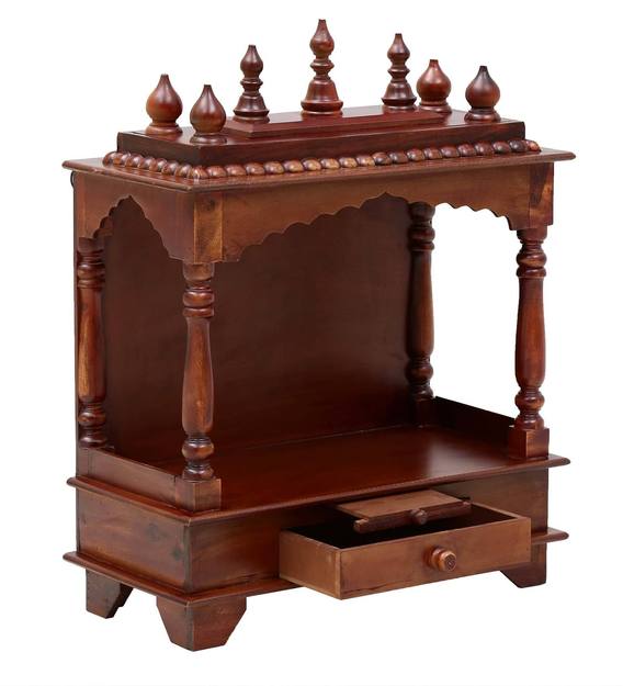 Buy Honeywood Wooden Shelf Style Pooja Mandir Without Door by D'DASS