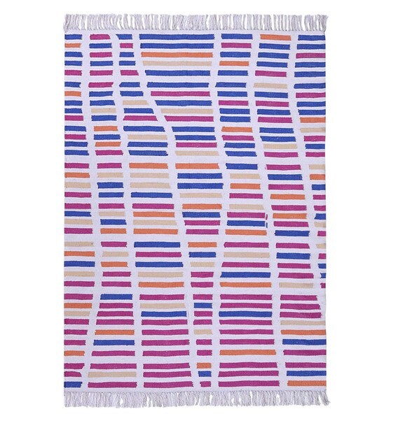 Buy Horizontal Carpet with Vertical Lines in Multicolour by PEQURA