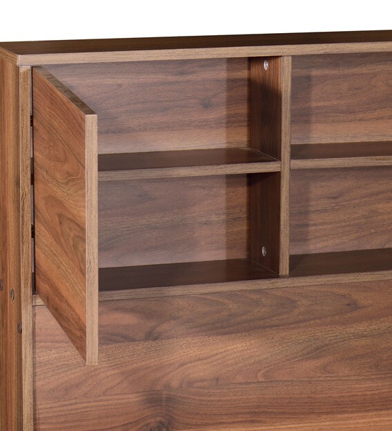 Buy Hoshi Queen Size Bed With Storage in Walnut Finish ...