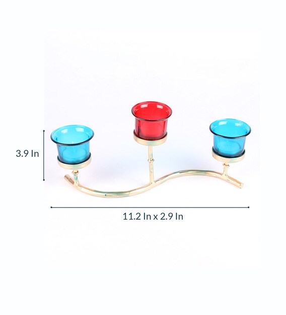 Buy Hosley Iron Tabletop Tealight Candle Holder With 3 Multicolor