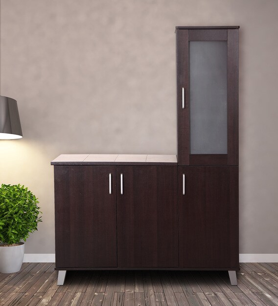 Buy Hovet Kitchen Hutch Cabinet In Wenge Colour By Eros Online Modern Cabinets Cabinets Furniture Pepperfry Product