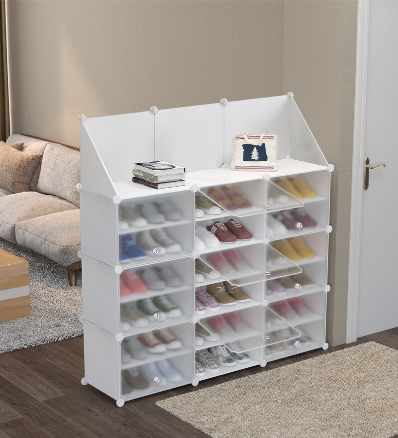 Buy Homa Collapsible Shoe Rack in White Colour by DIY Furniture Online