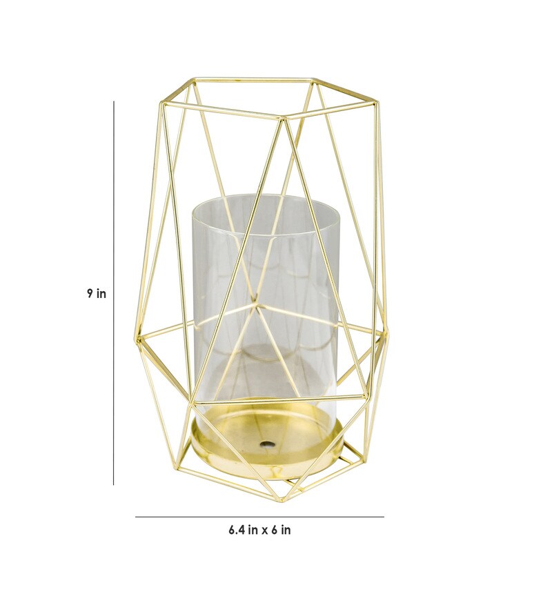 Buy Gold Metal & Glass Candle Holder by Home Artisan Online Candle