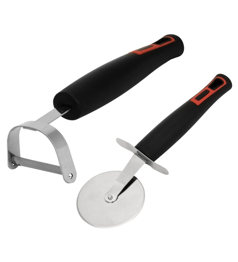 Home Creations Stainless Steel Peeler & Pizza Cutter Combo- Set of 2