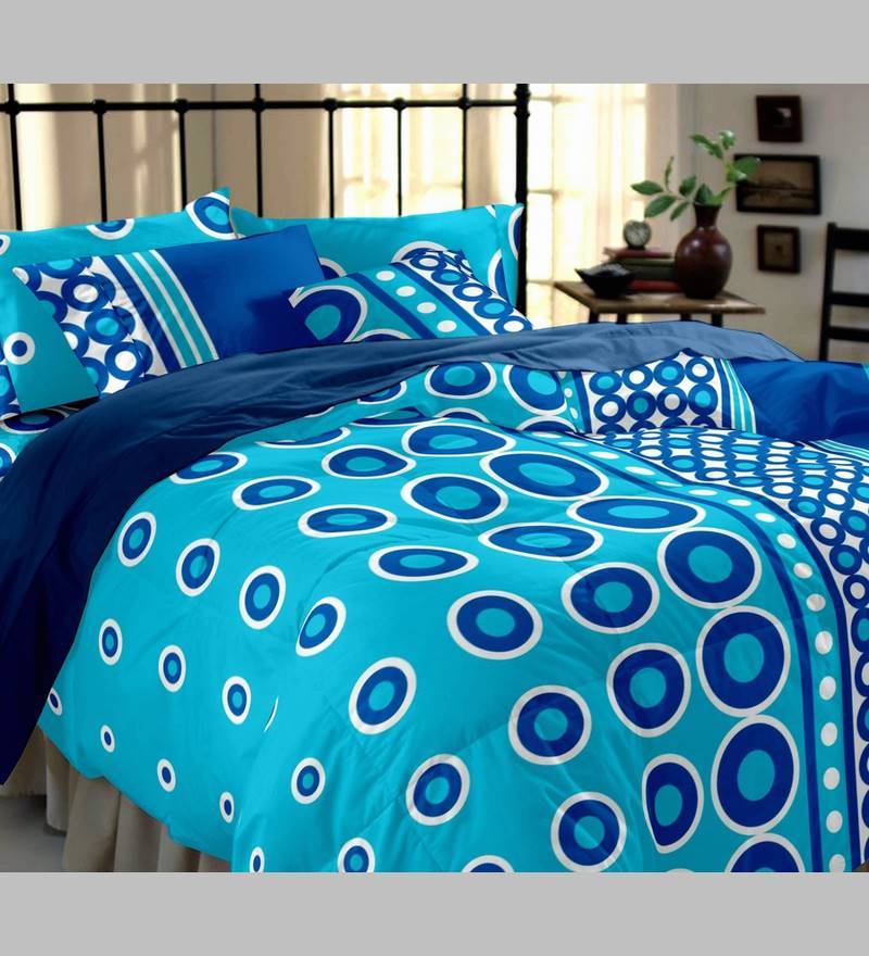 Buy Home Ecstasy Blue Geometric Pattern Bed Sheet Online Geometric