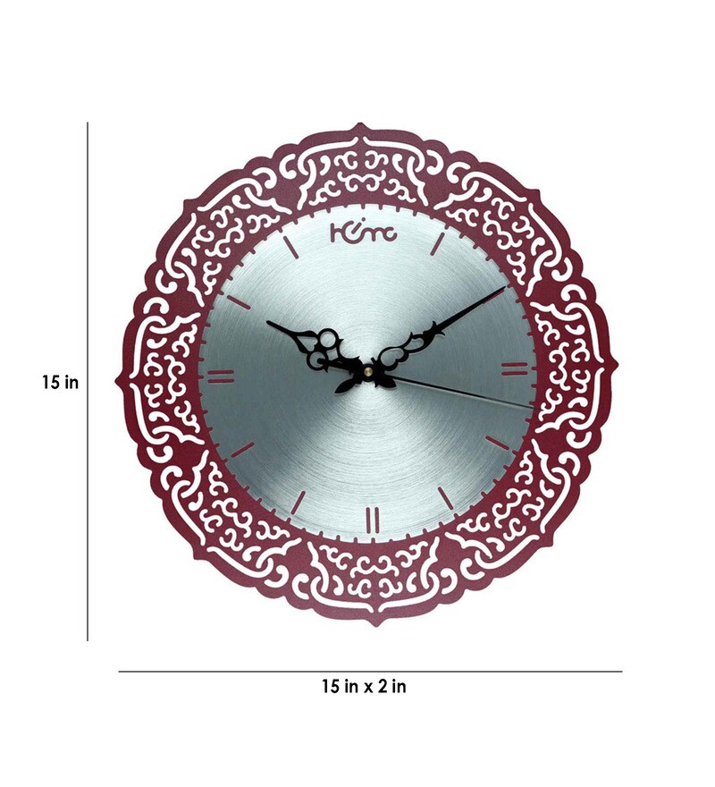 Buy Home Red Aluminium 37 x 50 Inch Wall Clock Online Novelty Wall