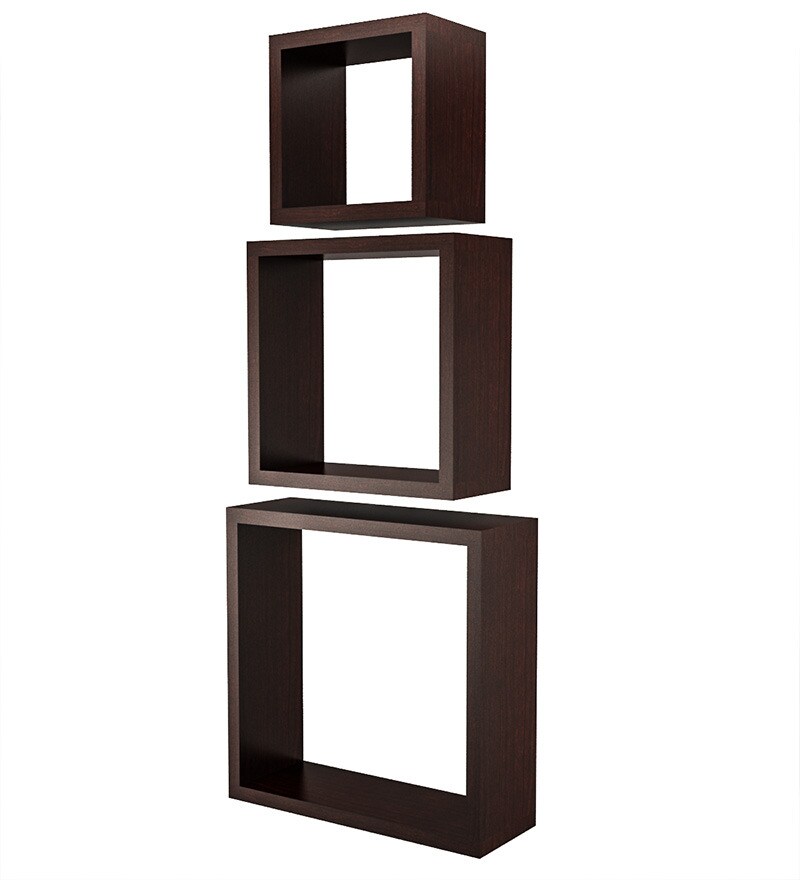 Buy Home Sparkle Wooden Cube Wall Shelves Set Of 3 Online Contemporary Wall Shelves TEST