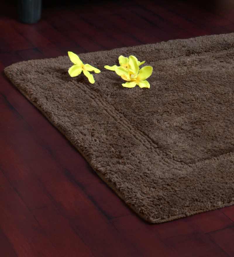Buy Brown Cotton Plain Solid 32X20 Inches Max Absorbent Bath Mat by