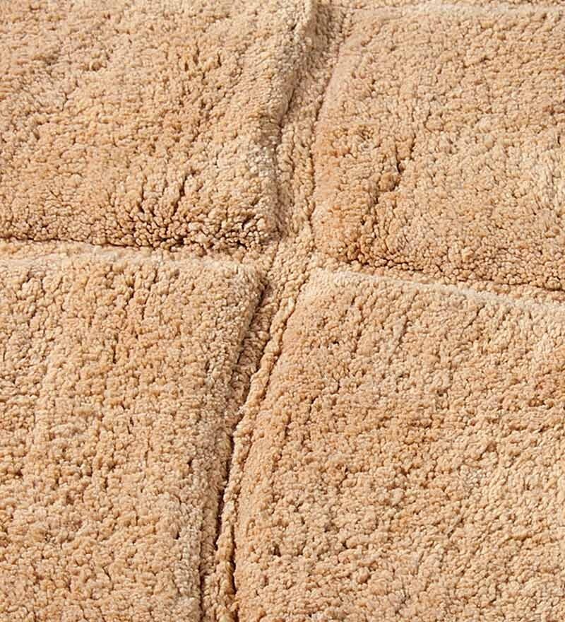 Buy Beige Solid Cotton 32x20 Inches Max Absorbant Bath Mat by HomeFurry