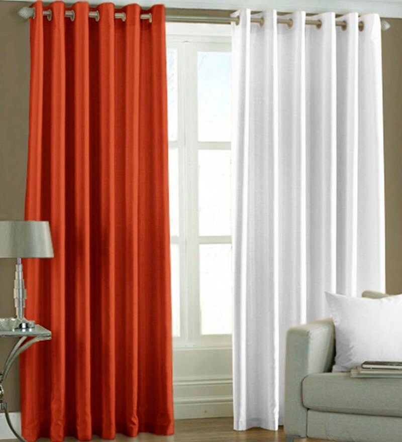 plain orange curtains