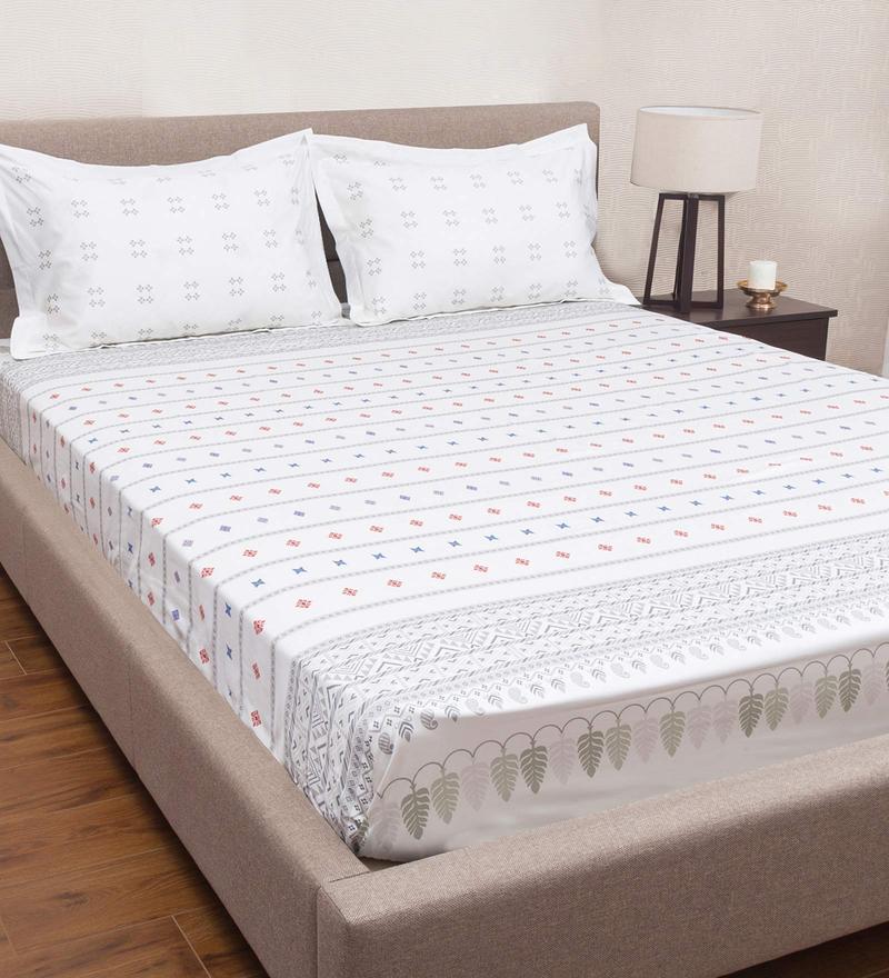 Buy Hooghly 100 Cotton 300TC King Size Bedsheet With 2 Pillow Covers by Petal Home Online