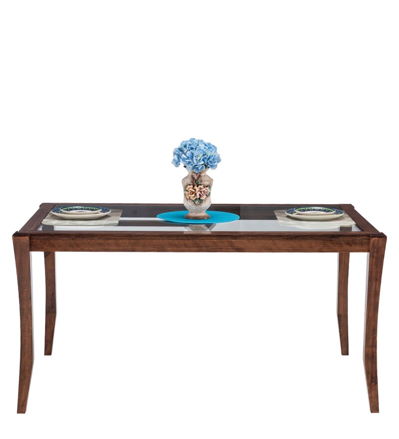 Buy Hopper 6 Seater Dining Table in Brown Colour by Durian Online