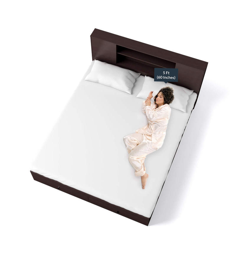 Buy Hoshi Queen Size Bed With Storage In Wenge Finish By Mintwud Online