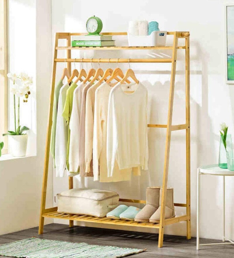 Buy Wooden Beige Coat Stand by House of Quirk Online Coat Stands