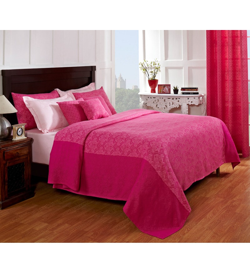 House This Pink Double Bed Cover Set by House This Online - Solids