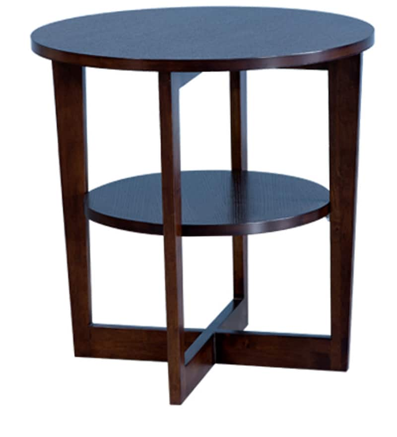 round side table with shelf