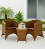 Hobart Wicker Table And Chair Set ( With 2 Chairs ) In Brown Finish