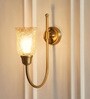 Hockey Wall Lamp Antique Brass Finish with Chimney Crackled Glass Golden Luster