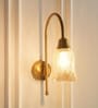 Hockey Wall Lamp Antique Brass Finish with Chimney Crackled Glass Golden Luster