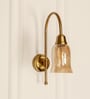 Hockey Wall Lamp Antique Brass Finish with Chimney Crackled Glass Golden Luster