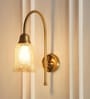 Hockey Wall Lamp Antique Brass Finish with Chimney Crackled Glass Golden Luster