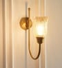 Hockey Wall Lamp Antique Brass Finish with Chimney Crackled Glass Golden Luster