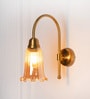 Hockey Wall Lamp Antique Brass Finish with Fluted Flower Glass Golden Luster