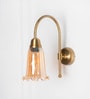 Hockey Wall Lamp Antique Brass Finish with Fluted Flower Glass Golden Luster