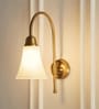Hockey Wall Lamp Antique Brass Finish with Frosted Hammered Glass