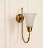 Hockey Wall Lamp Antique Brass Finish with Frosted Hammered Glass
