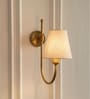 Hockey Wall Lamp Antique Brass Finish with Off White Shade