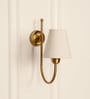 Hockey Wall Lamp Antique Brass Finish with Off White Shade