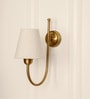 Hockey Wall Lamp Antique Brass Finish with Off White Shade