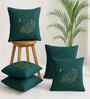 Blue Velvet Embroidered 16X16 Inches 5Pcs Cushion Covers
