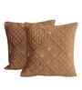 Brown Velvet Embroidered 16X16 Inches 2Pcs Cushion Covers