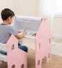 Holland Kids Study Table and Chair Set with Easel In Pink Finish