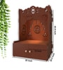 Brown Finish Holy Symbol Om Chakra Floor Temple with Spacious Wooden Shelf & Inbuilt Focus Light