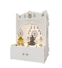 White Finish Holy Symbol Om Chakra Floor Temple with Spacious Wooden Shelf & Inbuilt Focus Light