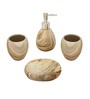 Ceramic Counter Top Bathroom Accessories in Beige, Set of 4