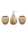 Ceramic Counter Top Bathroom Accessories in Beige, Set of 4