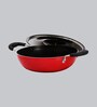 Home Creations Aluminium Red Kadhai with Lid ,1 Ltr