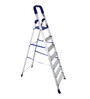 Home-Pro 7 Step Silver Mild-Steel Folding Step Ladder