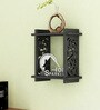 Engineered Wood Carved Wall Shelf in Black Colour