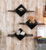 Set of 3 Engineered Wood Floating Wall Shelf in Black Colour