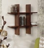 Engineered Wood Plus Shaped Wall Shelf in Brown Colour