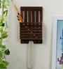 Brown Wooden Letter Rack Cum Key Holder