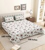 Green Floral 144 TC Cotton King Size  King Size Bedsheet With 2 Pillow Cover