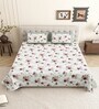 Green Floral 144 TC Cotton King Size  King Size Bedsheet With 2 Pillow Cover