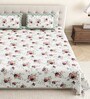 Green Floral 144 TC Cotton King Size  King Size Bedsheet With 2 Pillow Cover